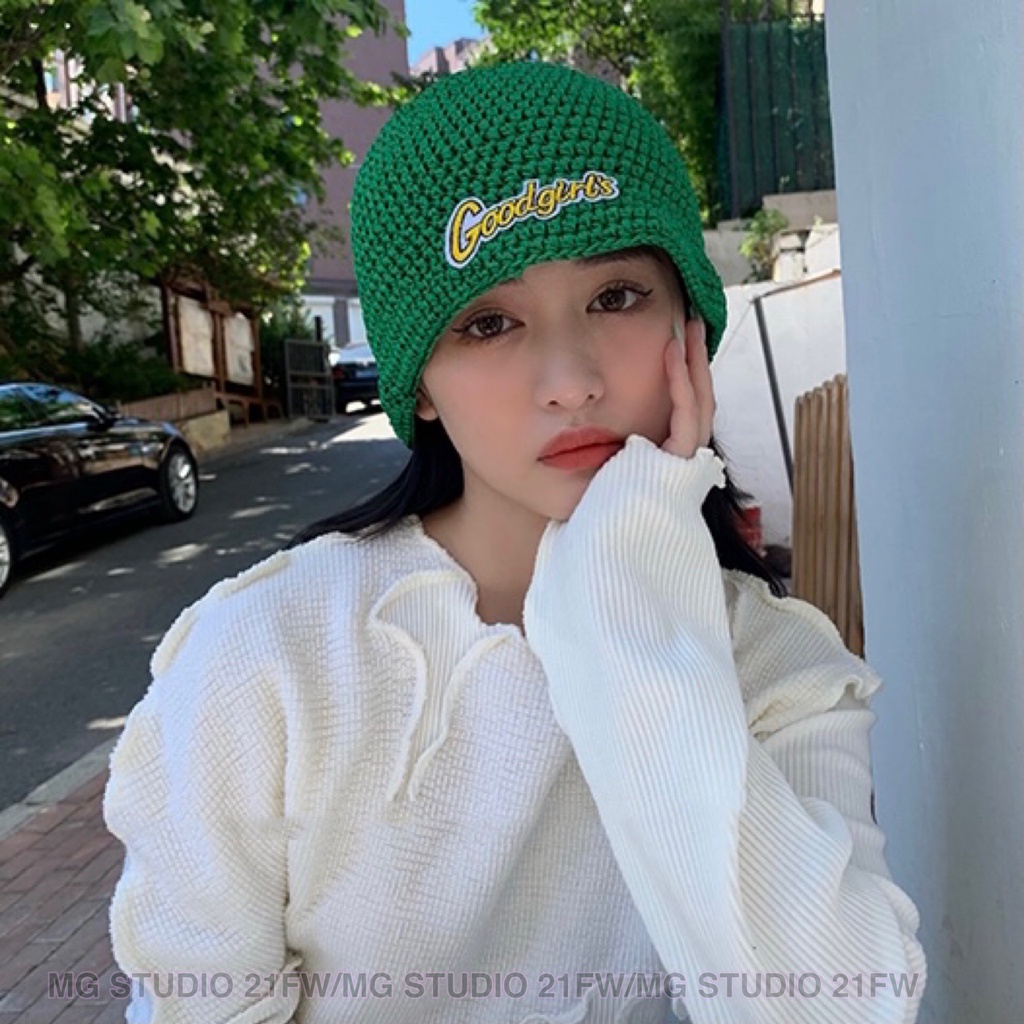 Mũ nồi MG STUDIO dệt kim họa tiết chữ goodgirls thời trang dành cho nữ với 4 màu sắc tùy chọn
