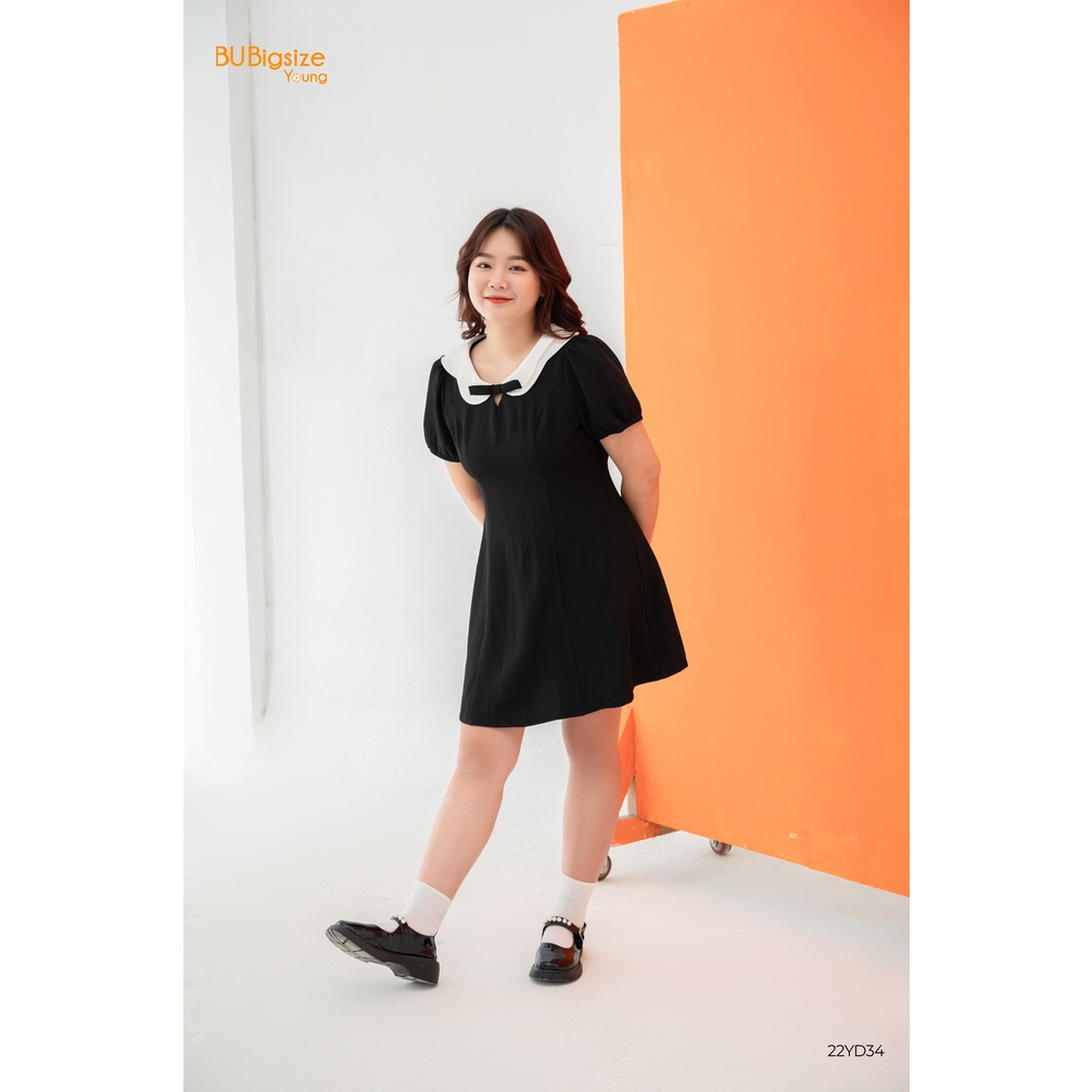 Đầm thiết kế cổ lượn trắng BIGSIZE (55kg đến 95kg) - 22YD34 - [BU Bigsize Young]