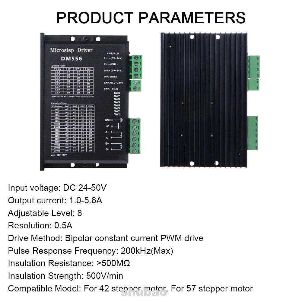 DM556 Digital Stepper Motor Driver Multifunction Small 1.0-5.6A 24-50V DC Zero Vibration Bipolar Constant Current For 57