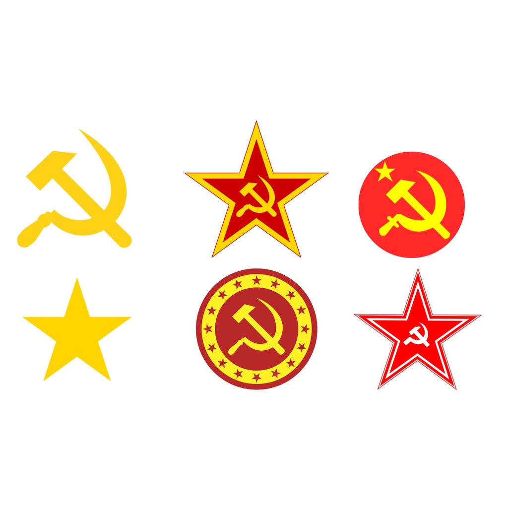 Sticker hình dán decal NGÔI SAO, BIỂU TƯỢNG BÚA LIỀM ĐẢNG CỘNG SẢN, dán laptop, dán xe, dán nón bảo hiểm