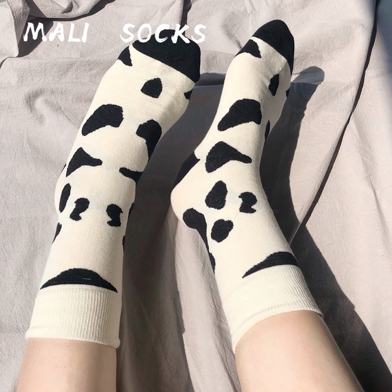 Vớ Cổ Cao Cotton Thu Đông In Hình Hoạt Tiết Phong Cách Hàn Quốc Tất Cổ Cao Cặp Đôi Nam Nữ Kiểu Dáng Nhật Bản Ulzzang