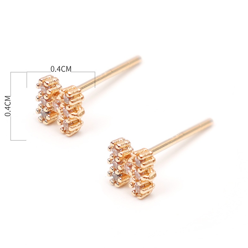 Bông Tai Chữ H Đính Đá Zircon Phong Cách Hàn Quốc Thanh Lịch Đơn Giản Cho Nữ