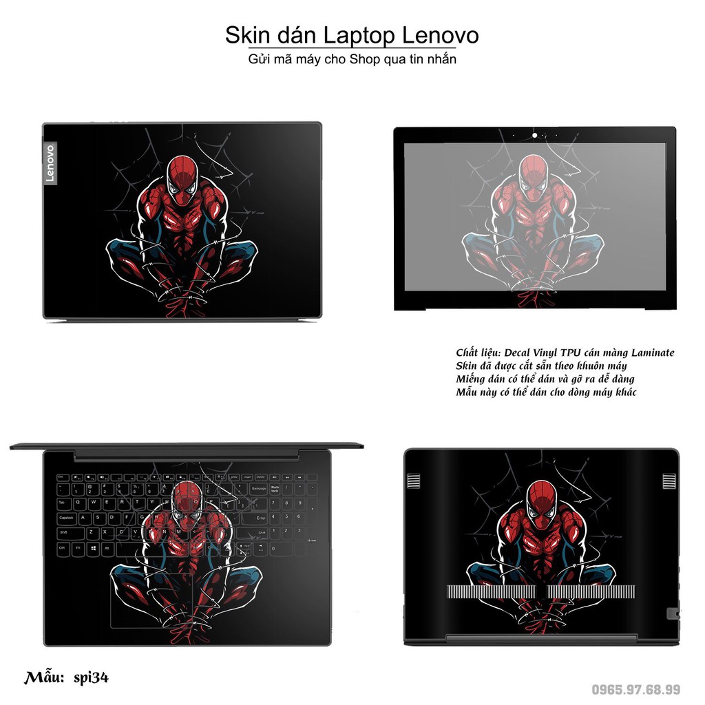 Skin dán Laptop Lenovo in hình người nhện Spiderman _nhiều mẫu 2 (inbox mã máy cho Shop)