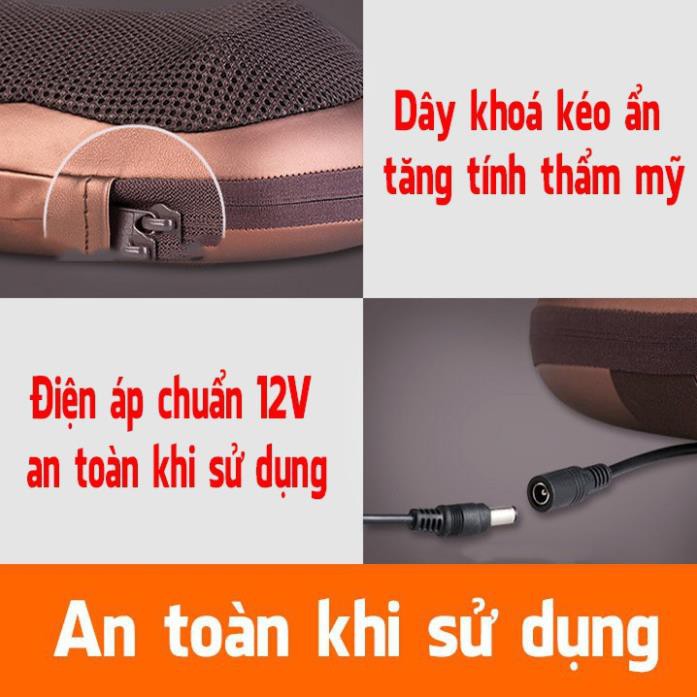 Gối Massage - Gối Mát Xa Hồng Ngoại 4 bi Mát Xa Cao Cấp Chính Hãng(Có Bảo Hành)