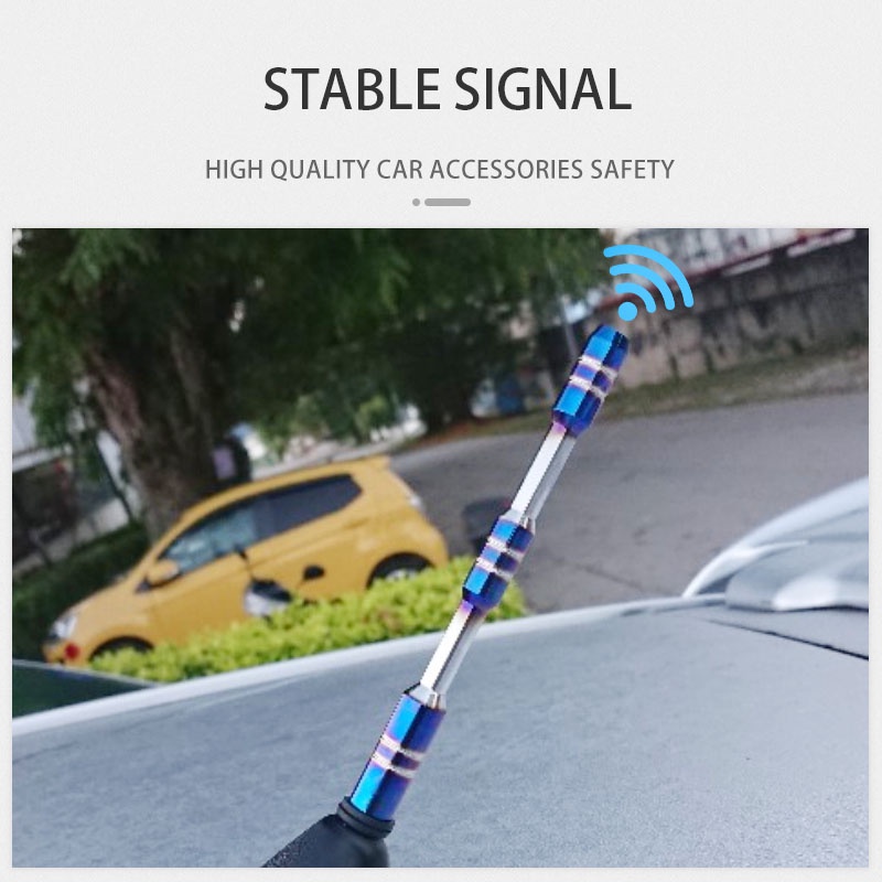 hợp kim nhôm ăng ten ô tô 1pc 10/12 cm màu xanh lam cháy Ô tô Bộ thu radio AM / FM chống thấm nước phổ thông trên nóc Ô tô Đài phát thanh cột âm thanh trên không với bộ chuyển đổi Phụ kiện ngoại thất ô tô