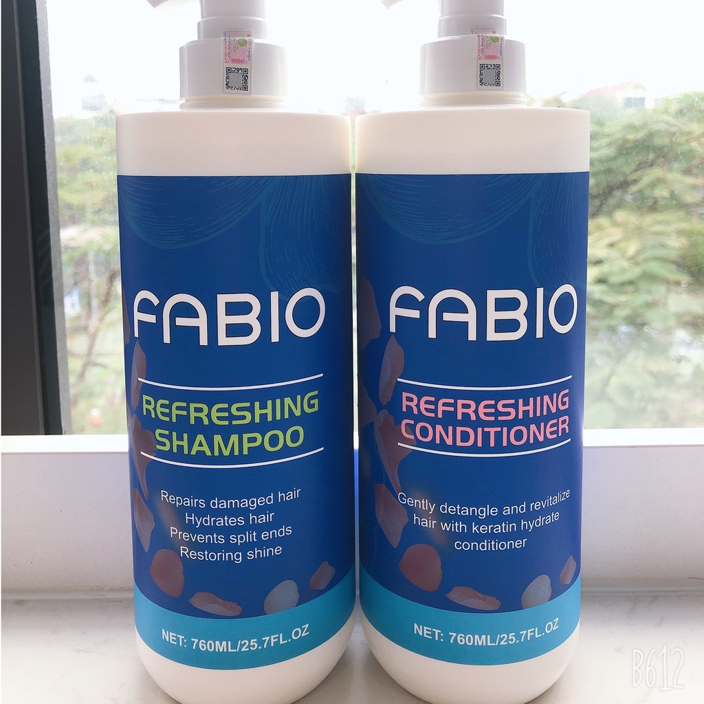 [MỚI] Dầu gội dưỡng chất FABIO 760ml Refreshing Shampoo giữ ẩm, phục hồi tóc hư tổn, ngăn chẻ ngọn, giúp tóc óng mượt