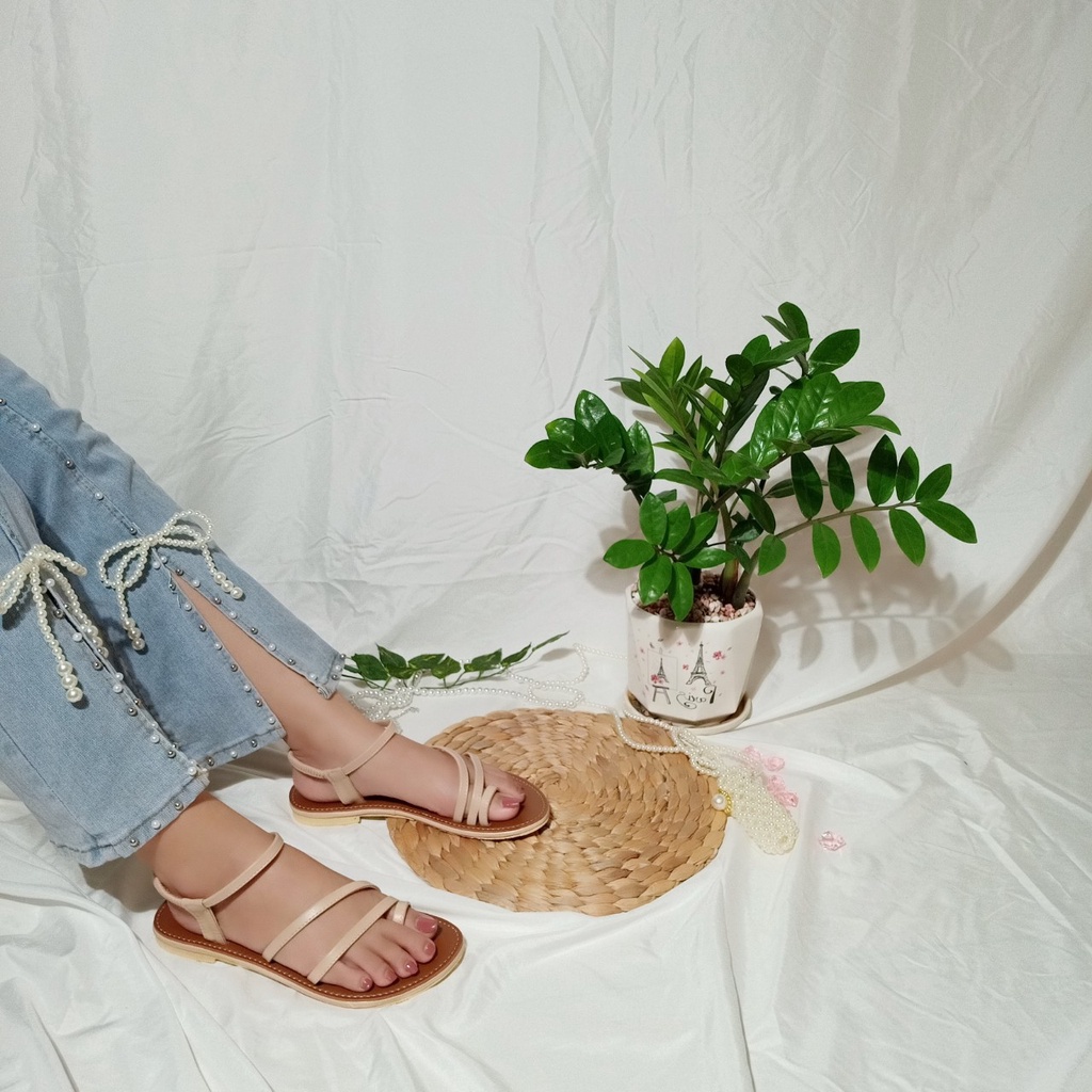 Dép sandal nữ 2 quai chun xỏ ngón cách điệu trẻ trung hình chụp thật_TB2Q xỏ