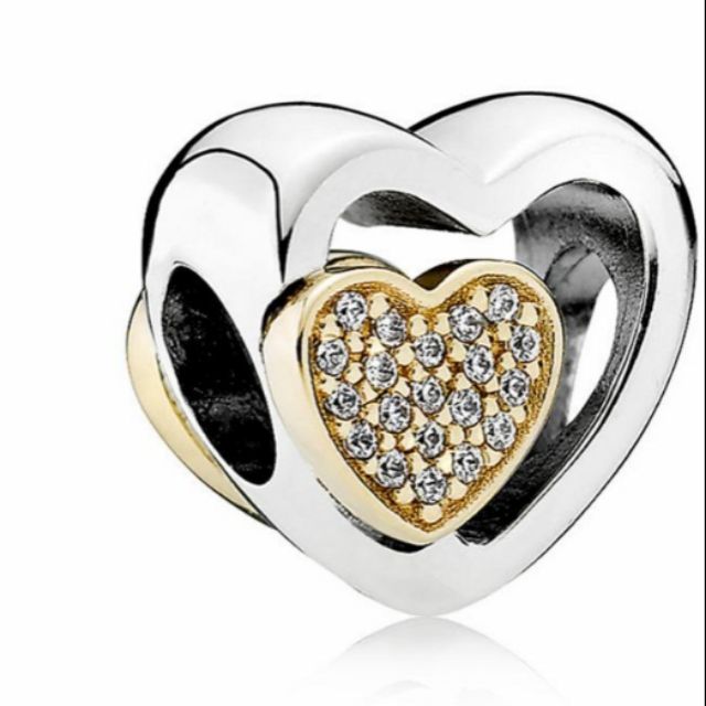 Charm tim 2 tone bạc s925