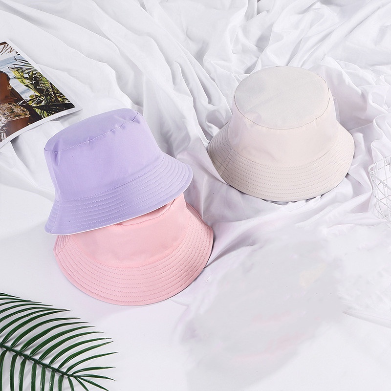 Nón Vành Cotton Màu Trơn Hai Mặt Thời Trang Mùa Hè Cho Nam Và Nữ