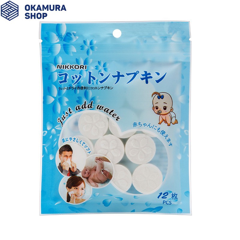 Nikkori - Khăn Giấy Khô Dạng Viên Chất Lượng Nhật Bản ( Túi Nhỏ 12 Viên)