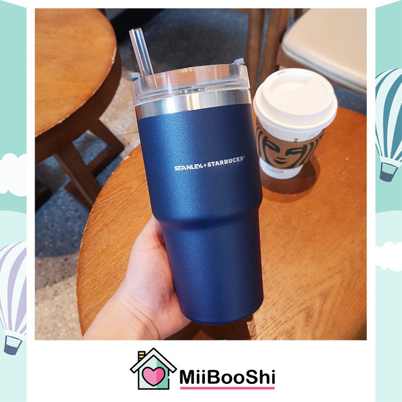Bình nước giữ nhiệt cute mini starbucks có ống hút lõi inox 304 cao cấp 500ml MiibooShi AV255522