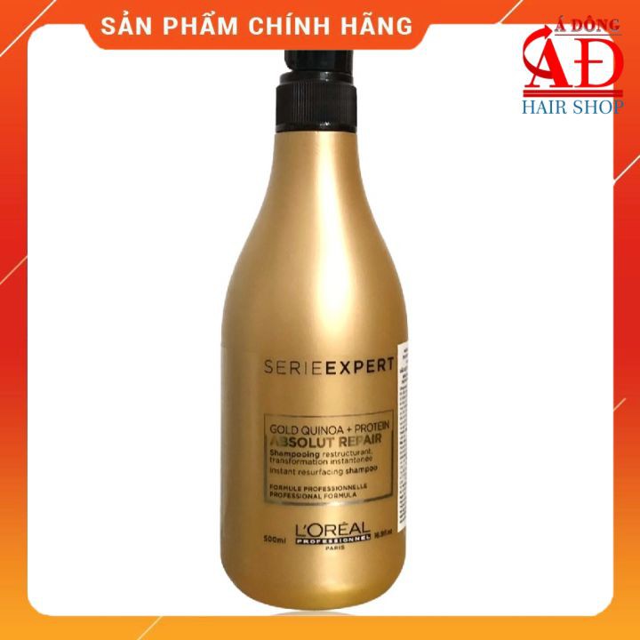 Dầu gội phục hồi tóc L'oreal Serie Expert Absolut Repair Gold Quinoa Instant resurfacing shampoo 500ml