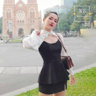 Áo peplum cổ sơ mi