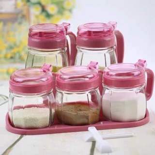 Set 5 hũ đựng gia vị thuỷ tinh