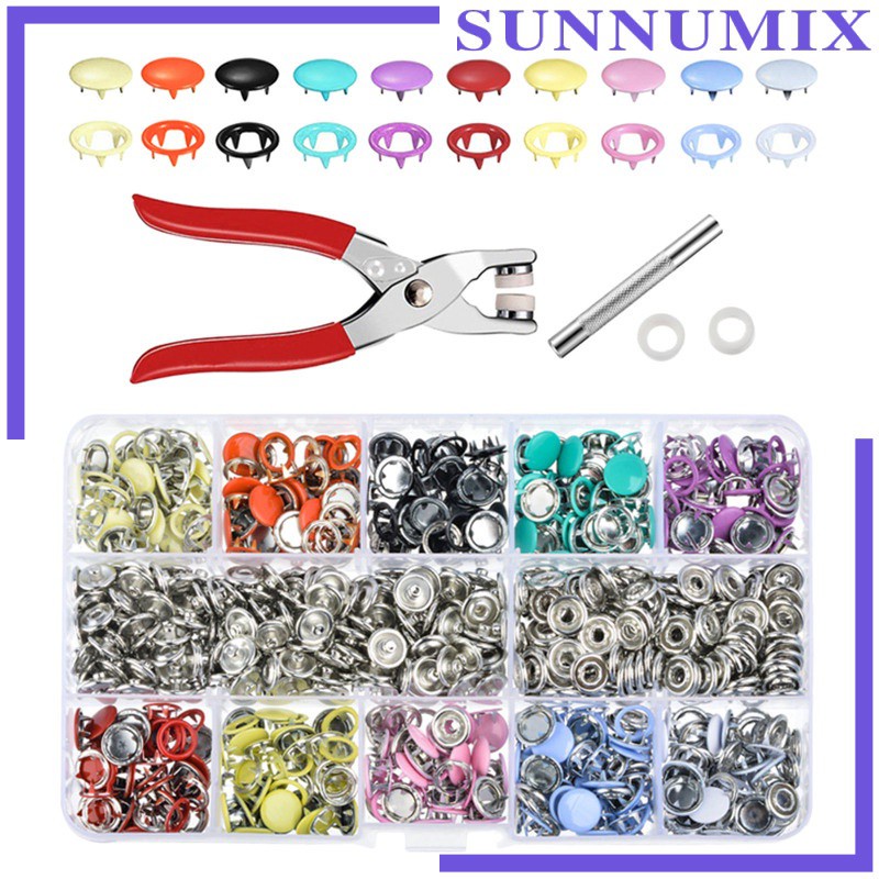 [SUNNIMIX] Snap Fasteners Poppers Press Studs Metal 10mm Prong Ring for Sewing Crafting