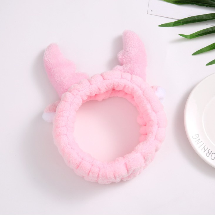 Băng đô rửa mặt sừng hươu , băng đô cài tóc turban nữ skincare 3D cute vải nhung dễ thương thời trang