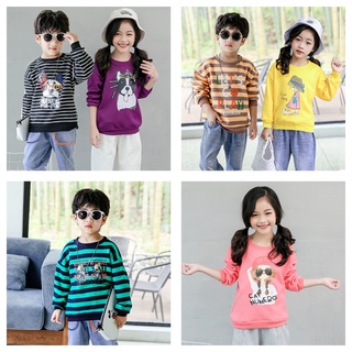 Áo Nỉ Tay Dài Cổ Tròn Thời Trang Cho Bé Trai Và Bé Gái