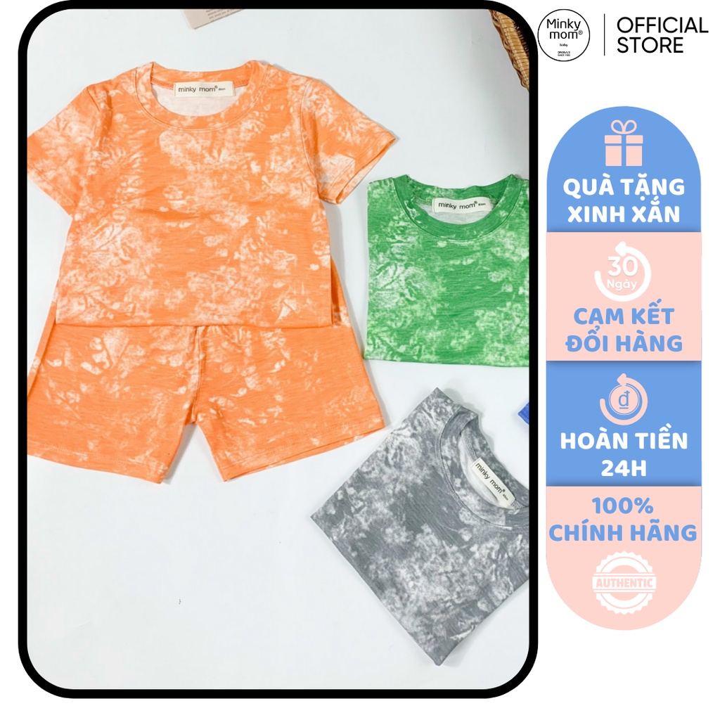 [SALE] Bộ Quần Áo Bé Gái, Bé Trai Minky Mom Vải Thun Lạnh Loang Màu Tye Dye Trơn, Bộ Cộc Tay Cho Bé Mặc Nhà MKM2235