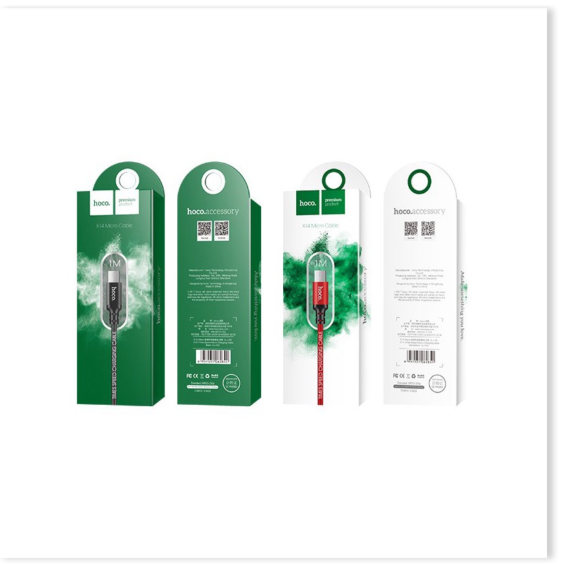 Cáp sạc nhanh Micro Hoco X14, hỗ trợ truyền dữ liệu, sạc nhanh 2A, dành cho Android phone, dài 1m/2m - MrPhukien