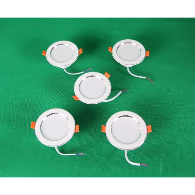 Bộ 10 Đèn LED âm trần đổi màu 7w viền bạc/vàng, đèn trang trí giá rẻ