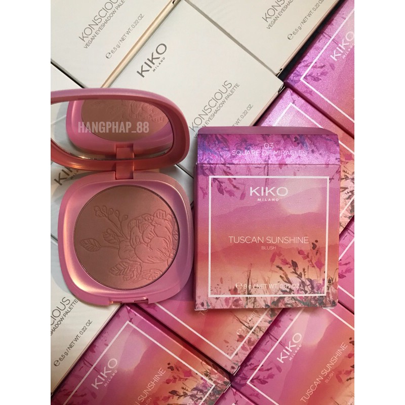 Má hồng Kiko 2 tone màu Tuscan Sunshine hiệu ứng lấp lánh