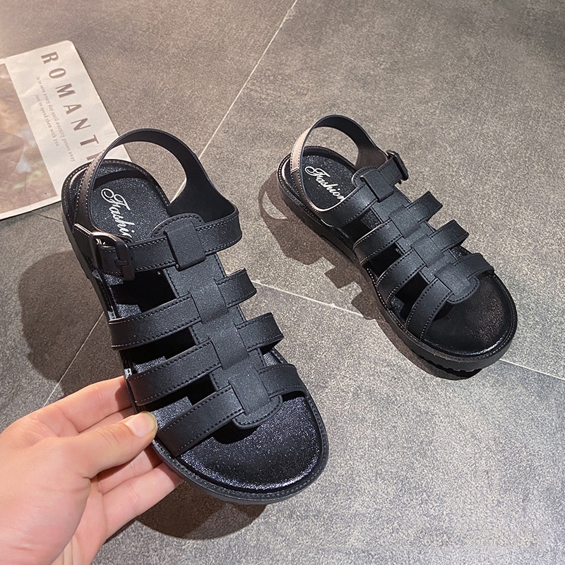 IELGY Giày sandal  đế mềm phong cách La Mã đơn giản cho nữ