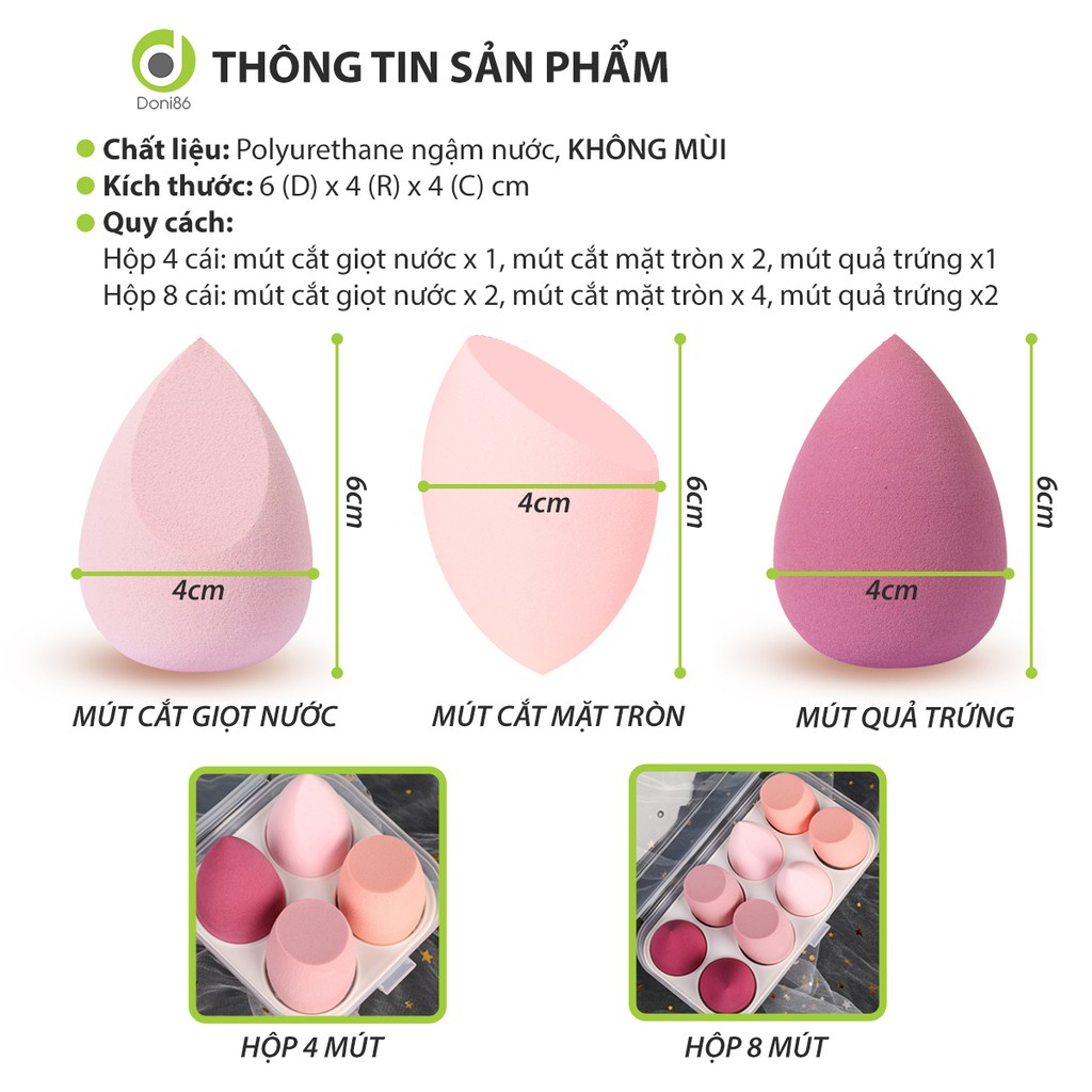 Mút tán kem nền giúp da căng mịn - Doni86 - PK168