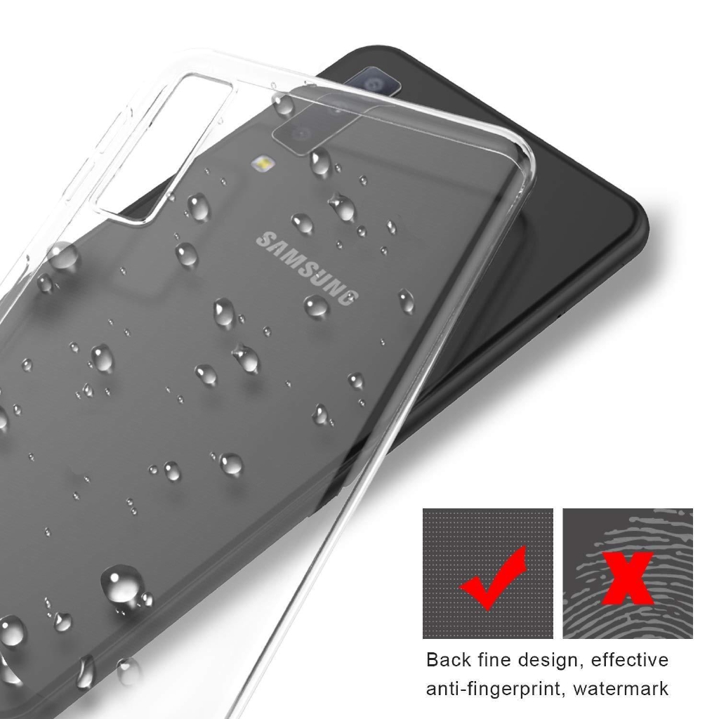 Ốp điện thoại silicone trong suốt đơn giản dành cho Samsung Galaxy A7 2018