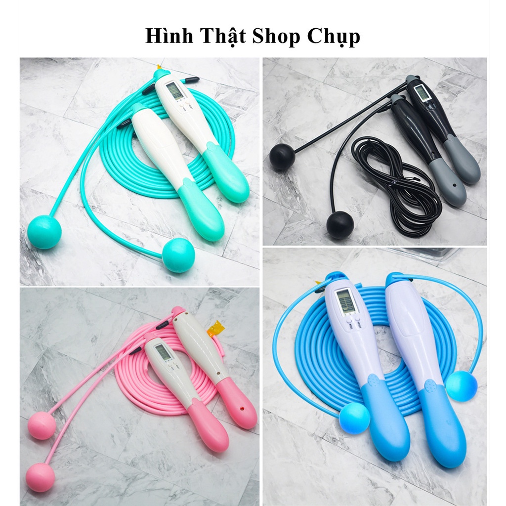 Dây Nhảy Đếm Số Tự Động Lõi Thép Thể Thao Vận ĐộngTay Cầm Chống Trượt  kèm quả cầu không dây  đếm Calo Đốt Mỡ Hiệu Quả