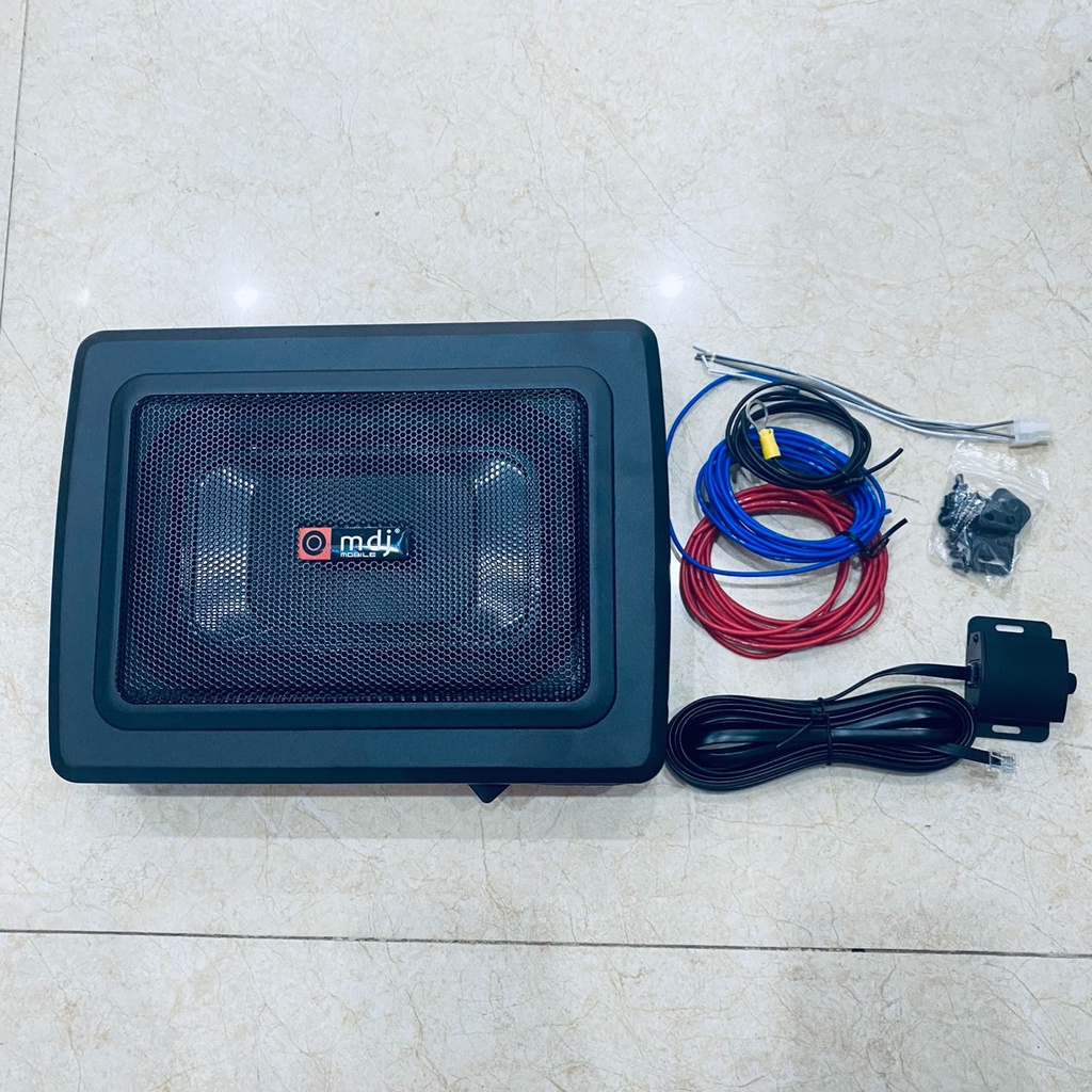 Loa sub ô tô, Loa sub gầm ghế ô tô MDJ 69A 600W 6x9 inch 285x210x75 mm có kèm đủ dây nguồn và điều khiển âm lượng