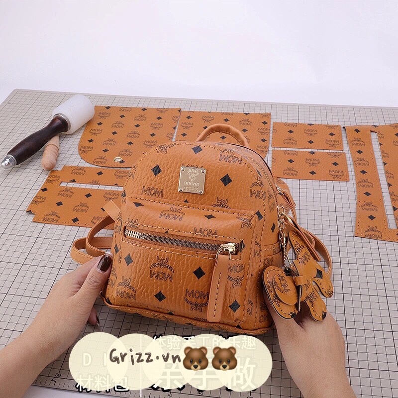 GRIZZ_G47/ Balo Da Hoạ Tiết Kèm Móc Khoá DIY Hanmade (ORDER 15-20N)
