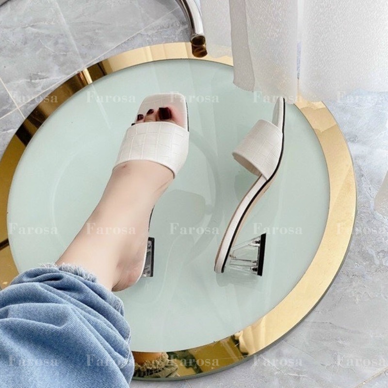 Dép lê nữ quai bản ngang gót pha lê 3 phân cực hót mã M91
