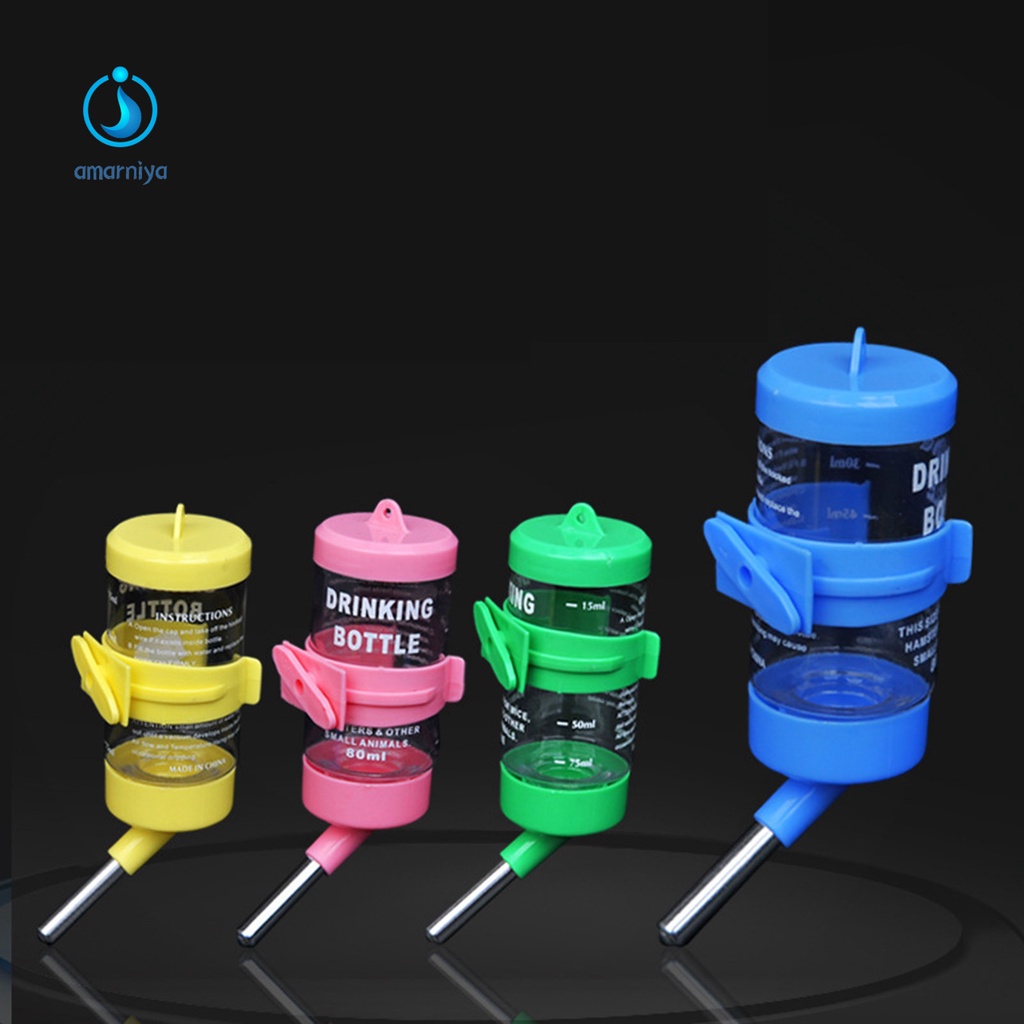 Bình đựng nước nhựa 80ml/ 125ml thiết kế đầu ống bằng thép chống nhỏ giọt dành cho chuột hamster/ thú cưng