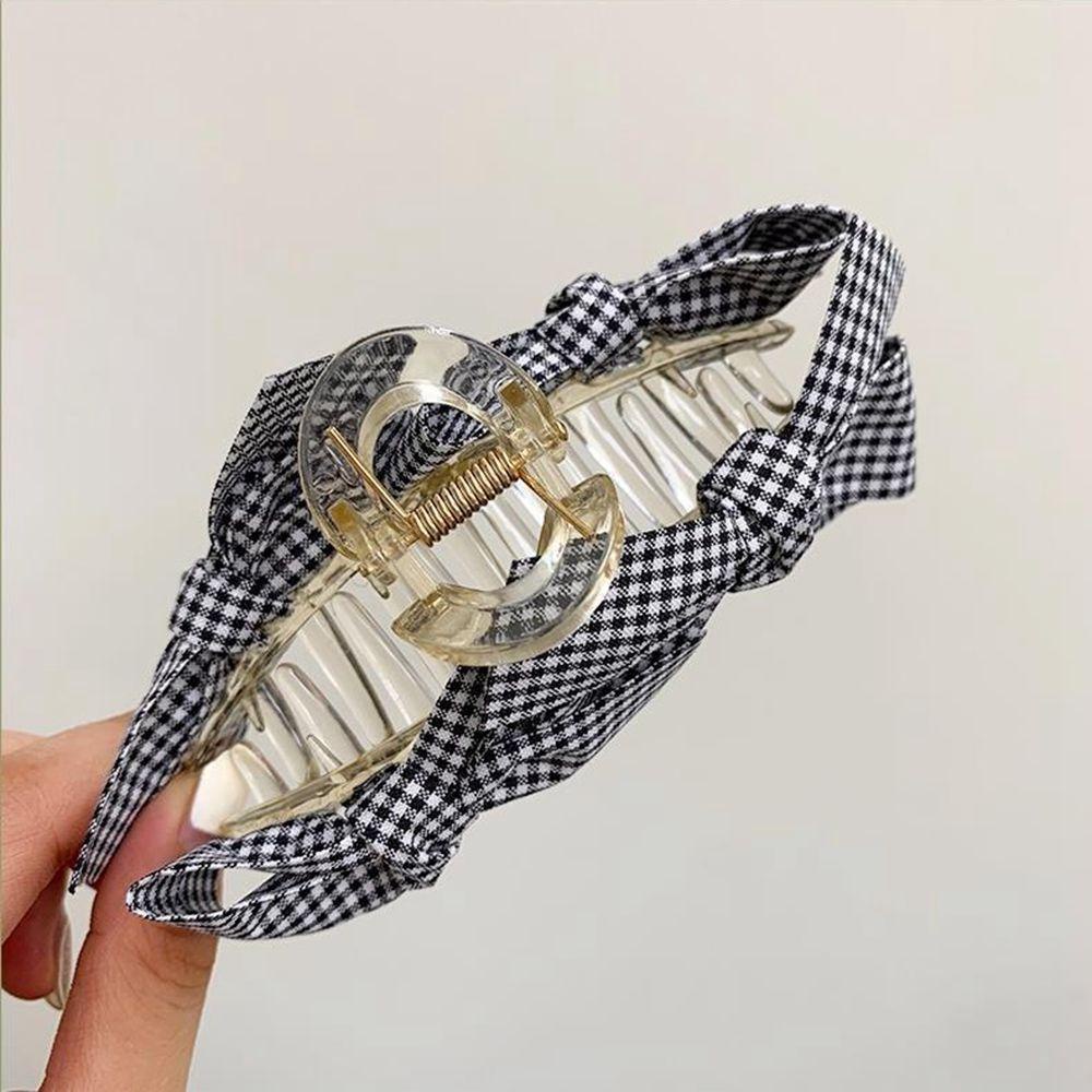 NICKOLAS Kẹp Tóc Nơ Vải Họa Tiết Kẻ Sọc Thiết Kế Đơn Giản Dễ Phối Đồ Cho Nữ