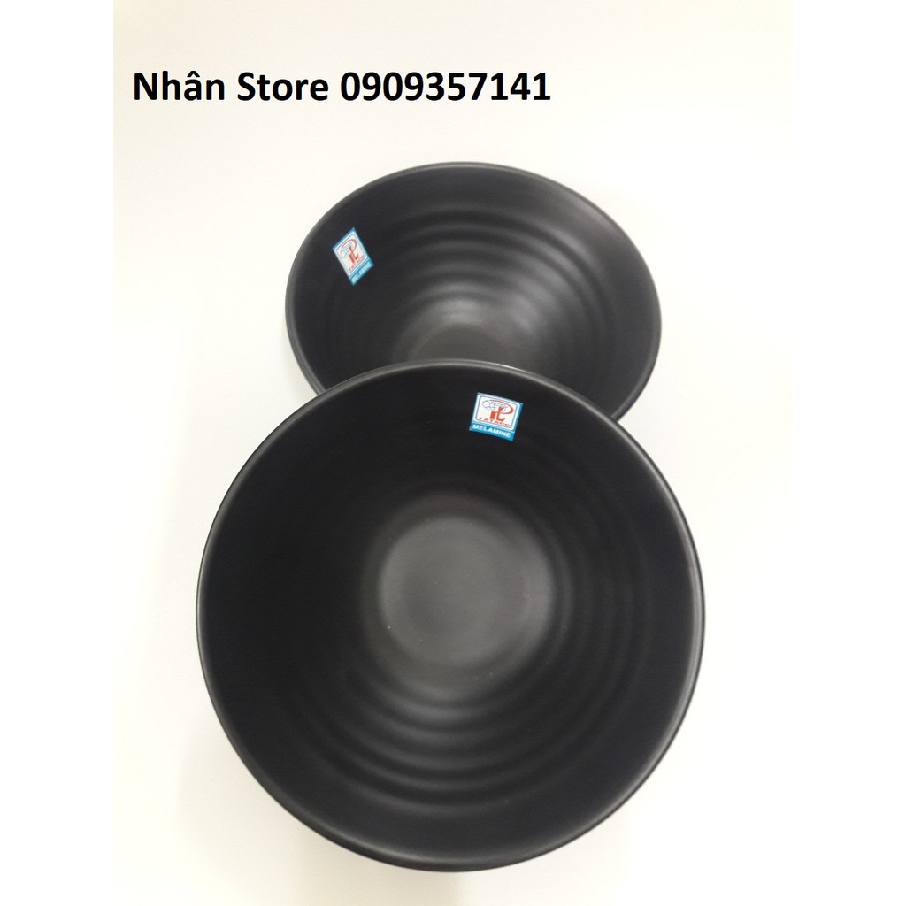 Combo 10 Tô nhỏ bán mì bún phở nhựa Melamine size 16cm Nhám đen Ms Tô X17N (Ảnh thật)