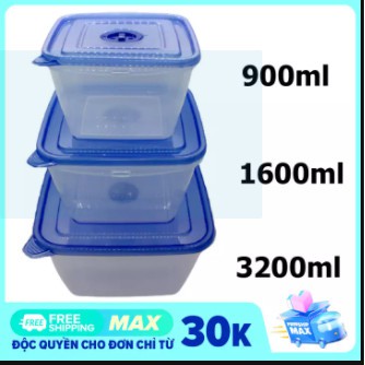 Hộp Đựng Thực Phẩm Cao Cấp Fataco Hình Vuông Dung Tích 900ml, 1600ml, 3200ml - Màu Trong Suốt