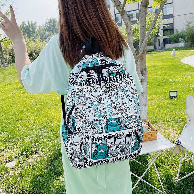 Ba Lô Đi Học Sức Chứa Lớn In Họa Tiết graffiti Phong Cách Hàn Quốc Nhật Bản Cho Nữ Sinh Trung Học