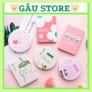 Gương 2 mặt gấp gọn mini bỏ túi tiện lợi cho nữ, Gương trang điểm mini gấp gọn nhiều hình xinh xắn