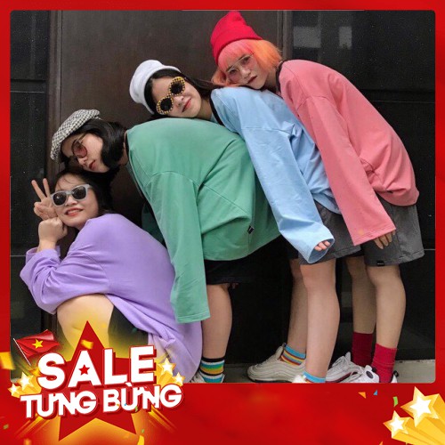 ÁO THUN TRƠN DÀI TAY FORM OVERSIZE HOT - Hàng nhập khẩu