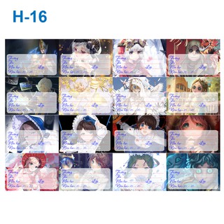 Nhãn vở anime Identity V ( 1 set 16 cái nhãn vở)