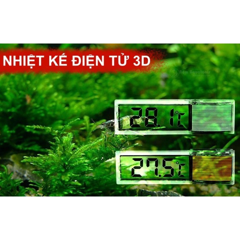 Nhiệt Kế 3D - Nhiệt Kế Điện Tử Trong Suốt - Siêu Đẹp Dùng Trang Trí Cho Bể Cá Thuỷ Sinh