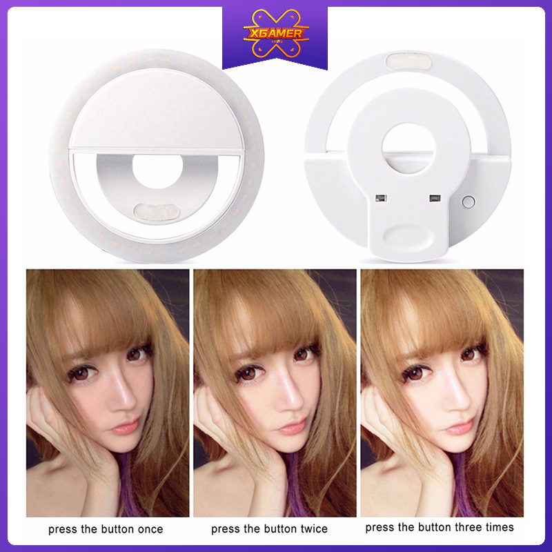 [Ready Stock] Xgamer Beauty Flash Selfie Lights Portable Selfie LED Three Tiers Dimmable Ring Light Mobile Phone Light For Smartphone