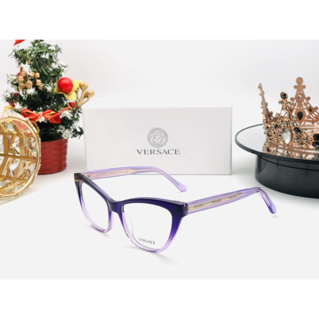 Gọng kính cận nam nữ nhựa dẻo siêu bền, dáng mắt mèo basic VERSACE Đủ Màu - Lắp Mắt Cận Theo Yêu Cầu