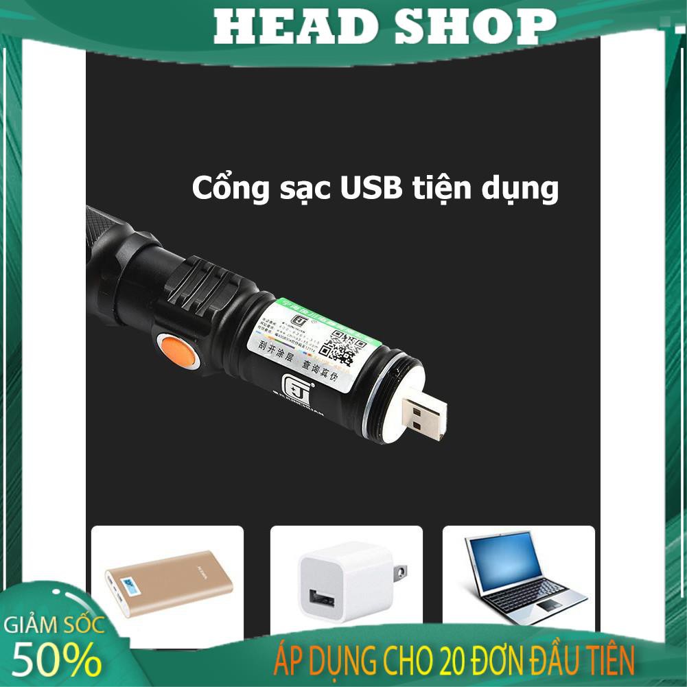 Đèn Pin Siêu Sáng mini T6 Chống Nước Pin Có Thể Sạc tiện dụng HEAD SHOP