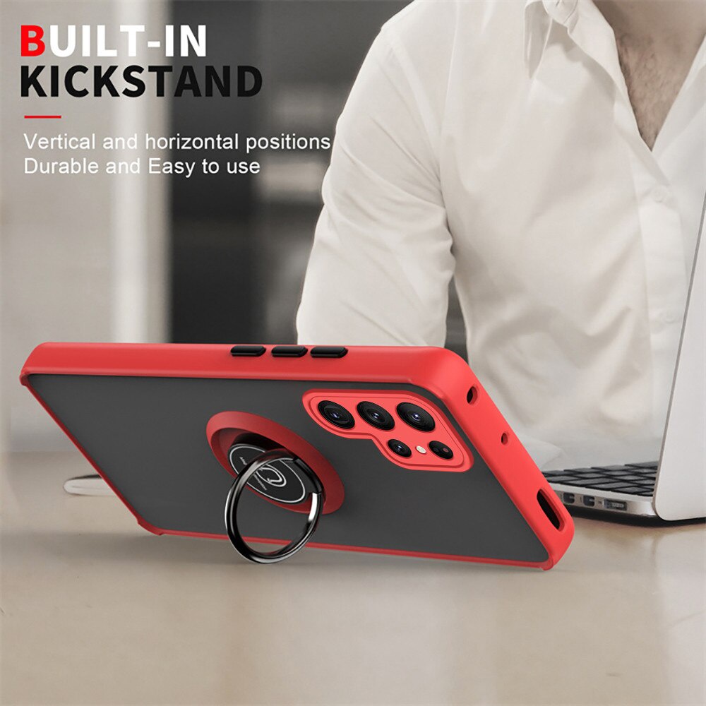 Matte Camera Shockproof Cover For Samsung Galaxy S22 Ultra 5G Case Samung S 22 22S Plus S22Ultra Magnetic Ring Stand Armor Coque