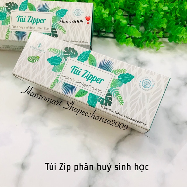 Túi Zip Zipper phân huỷ sinh học 30 túi