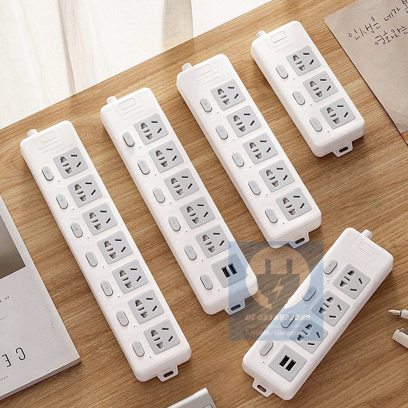 Ổ cắm điện đa năng có công tắc tắt bật cho từng lỗ 10A 220-250V