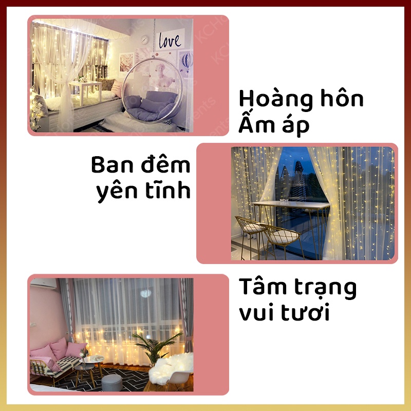 Dây đèn Led Rèm 8 CHẾ ĐỘ, Trang Trí Nhà Cửa, Decor Quầy Bar Lung Linh, Có Điều Khiển Từ Xa Tiện Lợi, KC Home