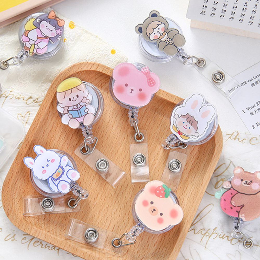 Kẹp gắn bao đựng thẻ ID co dãn thiết kế họa tiết dễ thương