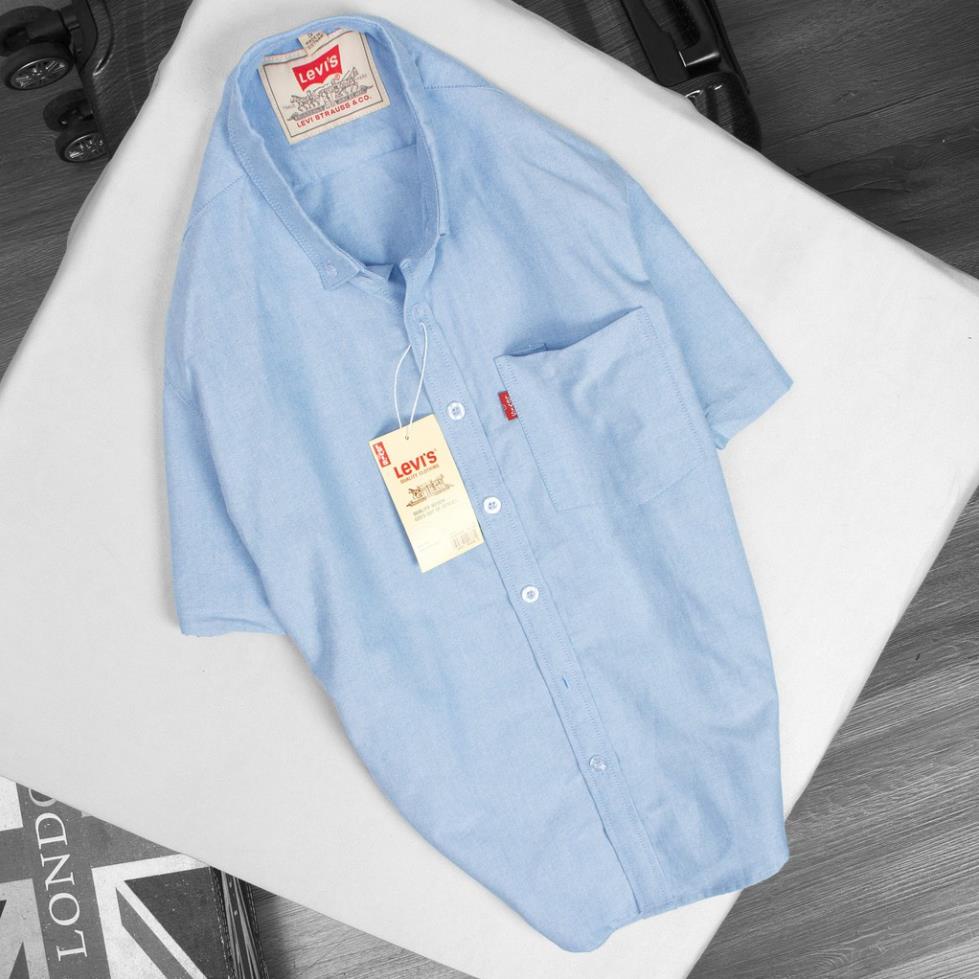 Áo sơ mi nam LEVIS cao cấp ngắn tay màu xanh da trời vải Oxford xuất khẩu - Đẹp Hơn Tất Cả !